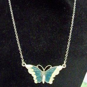 BUTTERFLY NECKLACE. BEAUTIFUL SHADES OF GREEN.